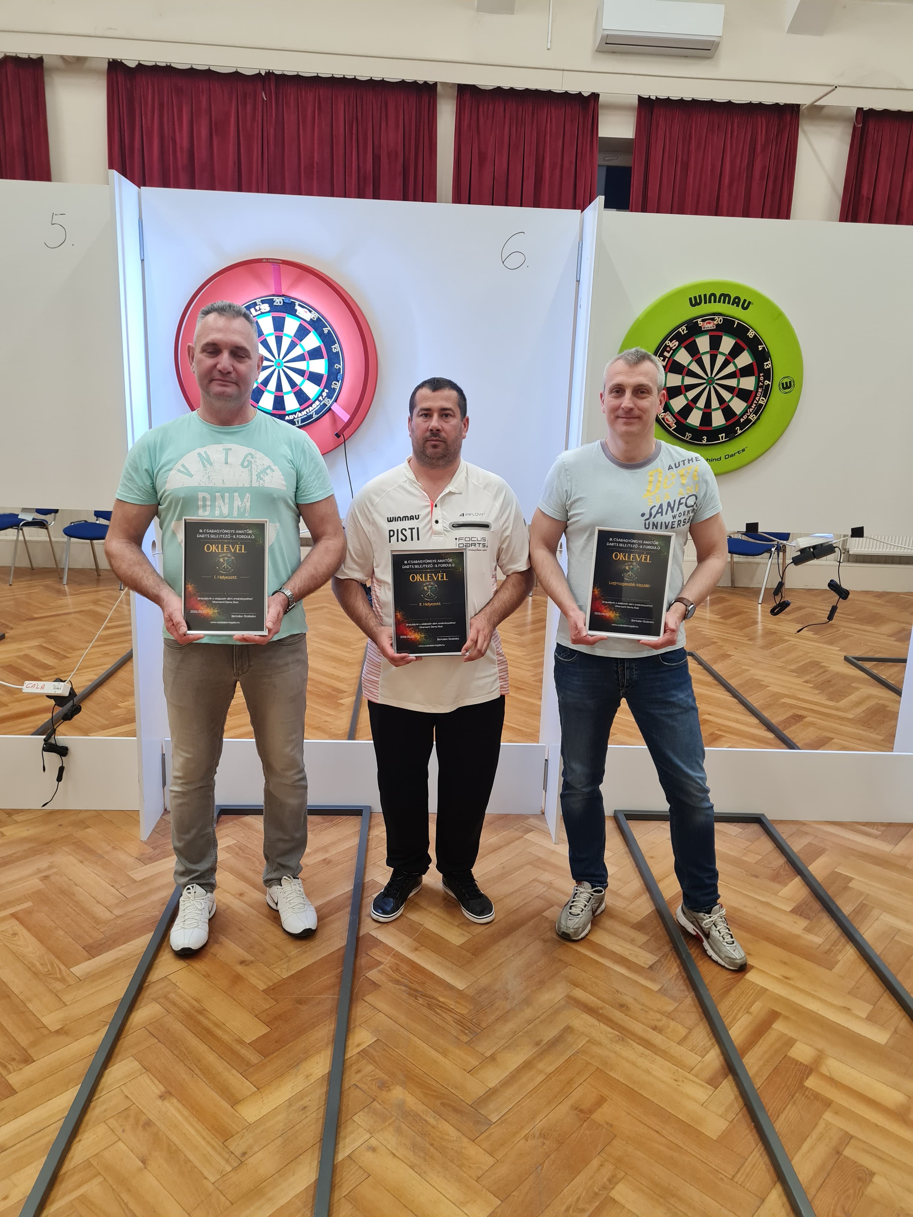 A III. Csabagyöngye Amatőr Darts Bajnokság 2026 II. fordulójának díjazottjai